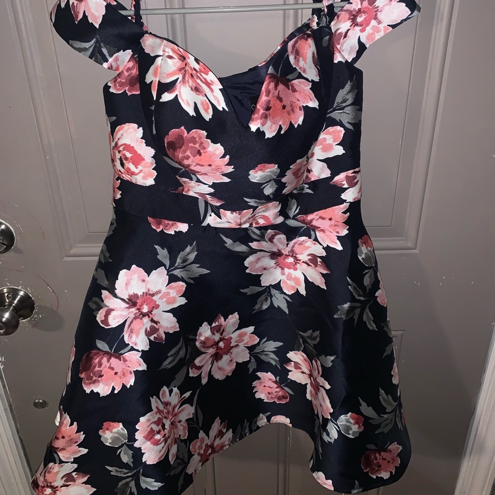 Navy floral formal mini dress